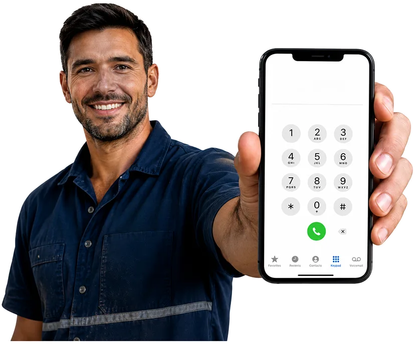Plumber on the phone taking a Balmain East callout