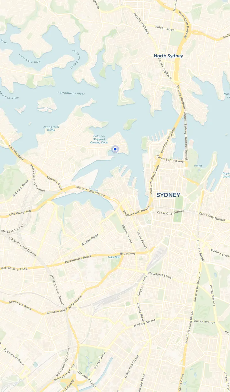 Map of the Balmain East service area and the surrounding suburbs we cover.