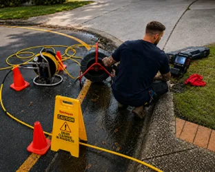 Plumber inspecting a blocked drain in Balmain East